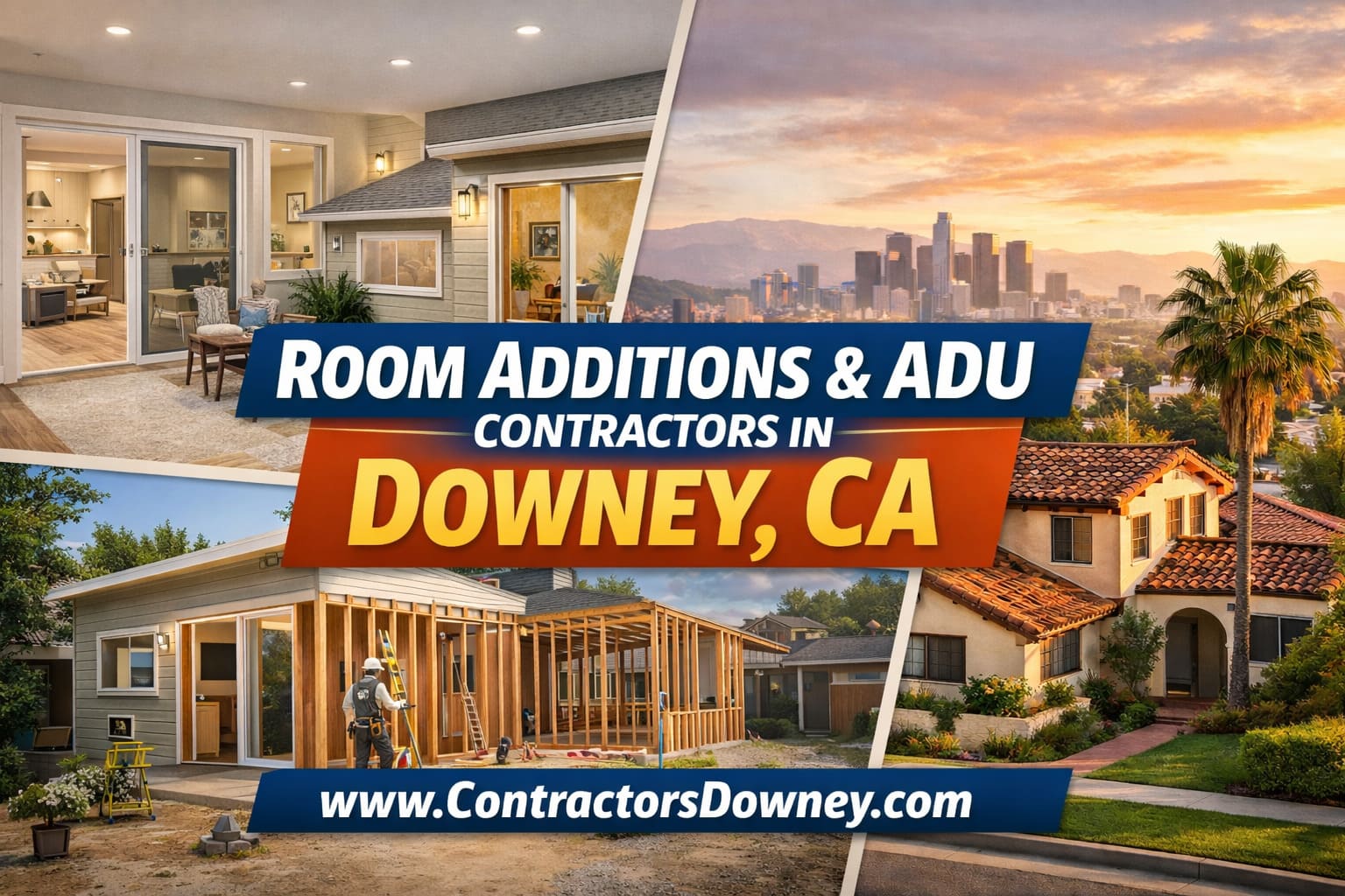 Room addition contractors constructing a new bedroom addition in Downey CA